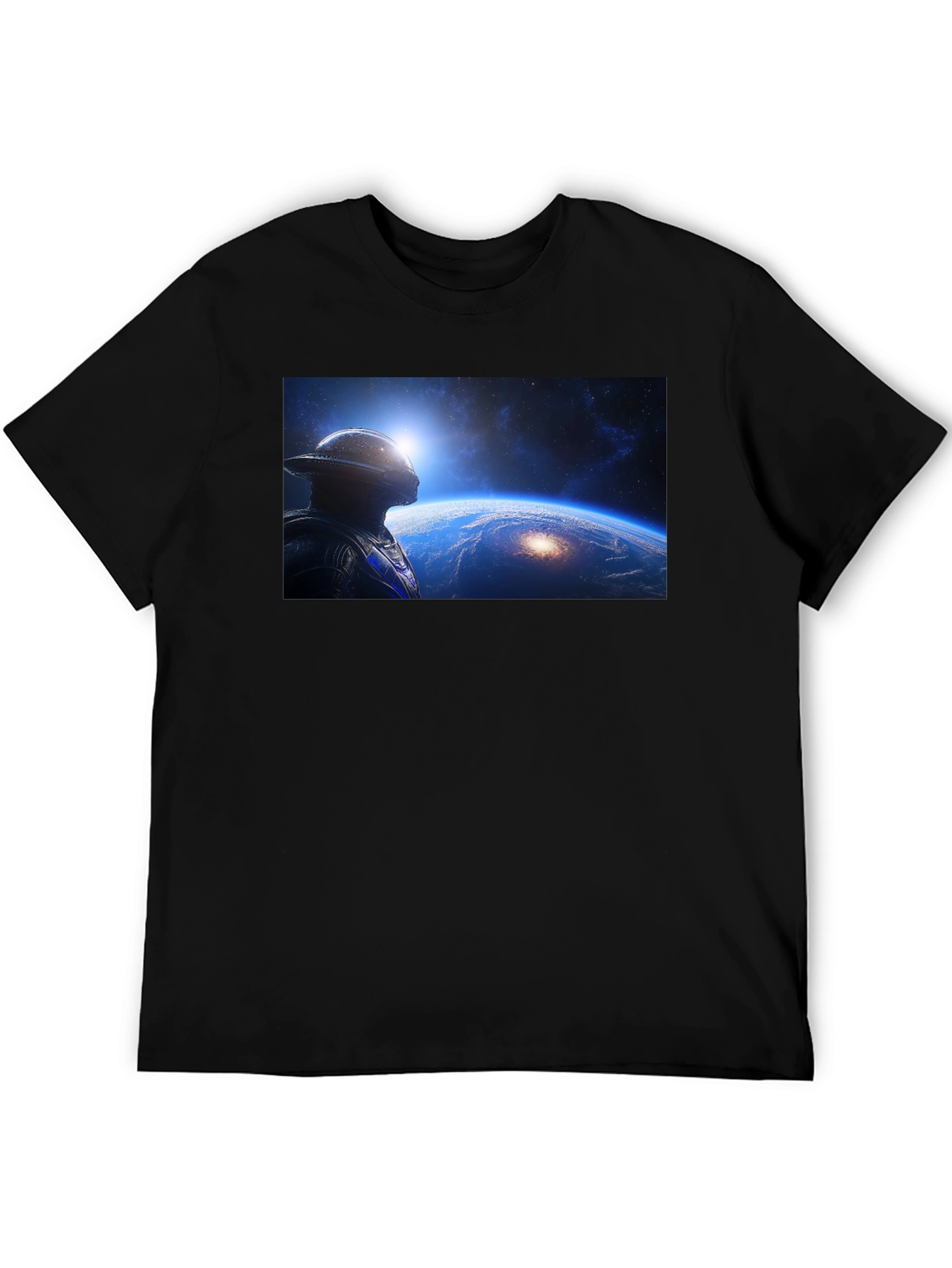 Astronaut Stargazing Graphic T-Shirt - Black