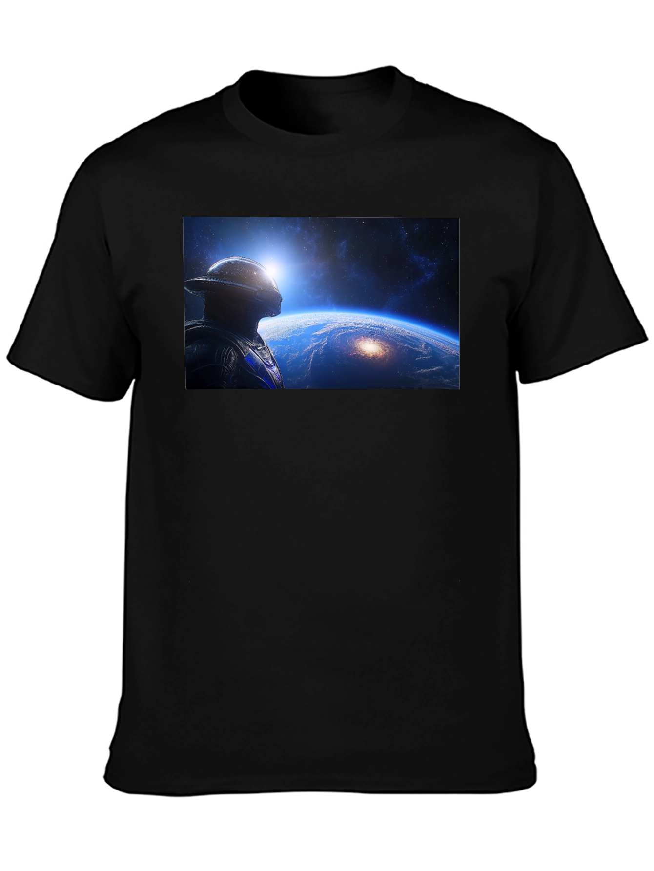 Astronaut Stargazing Graphic T-Shirt - Black