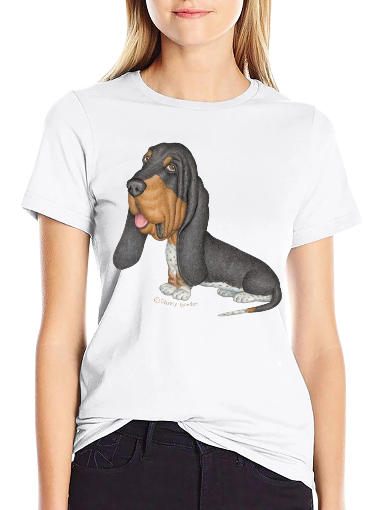 Basset Hound Graphic Tee - Black