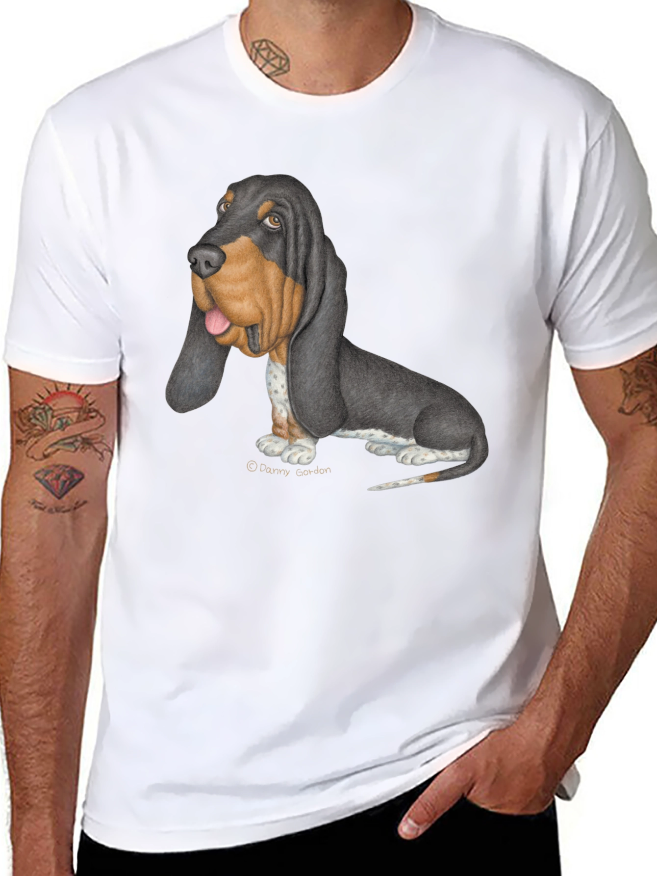 Basset Hound Graphic Tee - Black