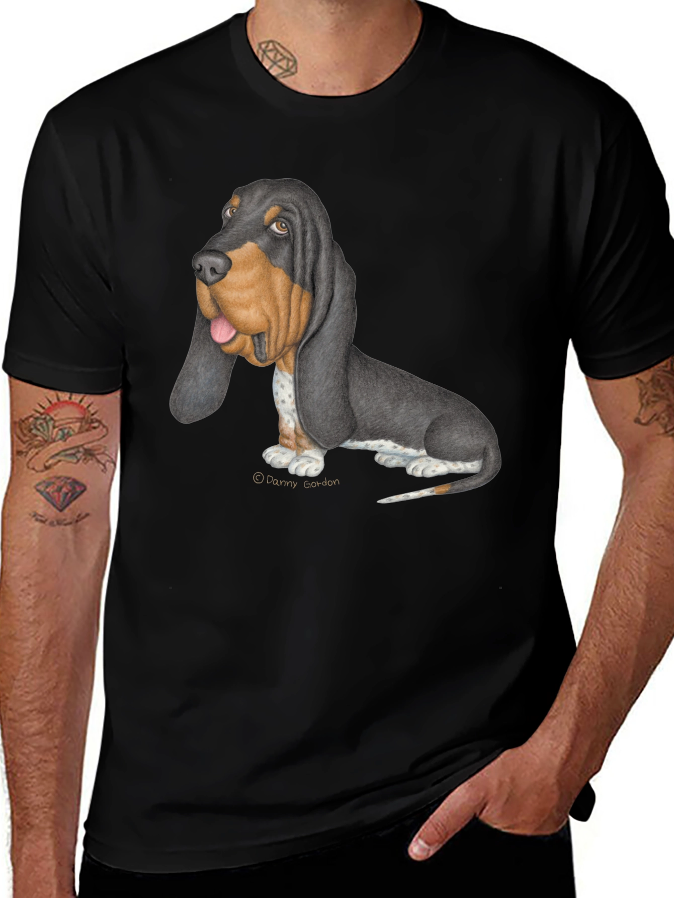Basset Hound Graphic Tee - Black