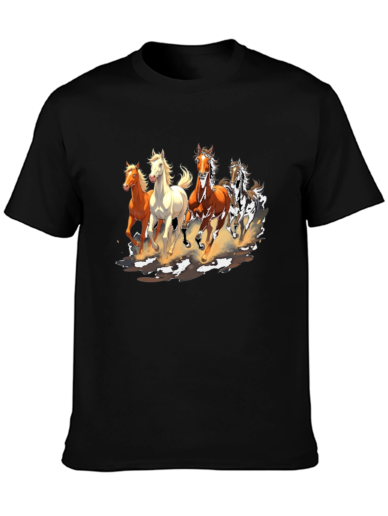 Horse Print Crew Neck T-Shirt