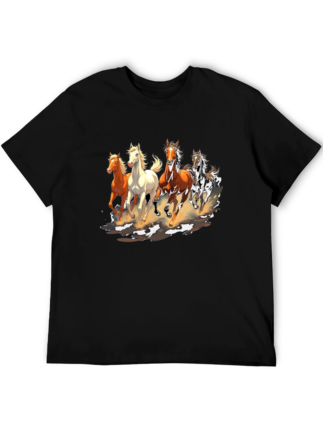 Horse Print Crew Neck T-Shirt
