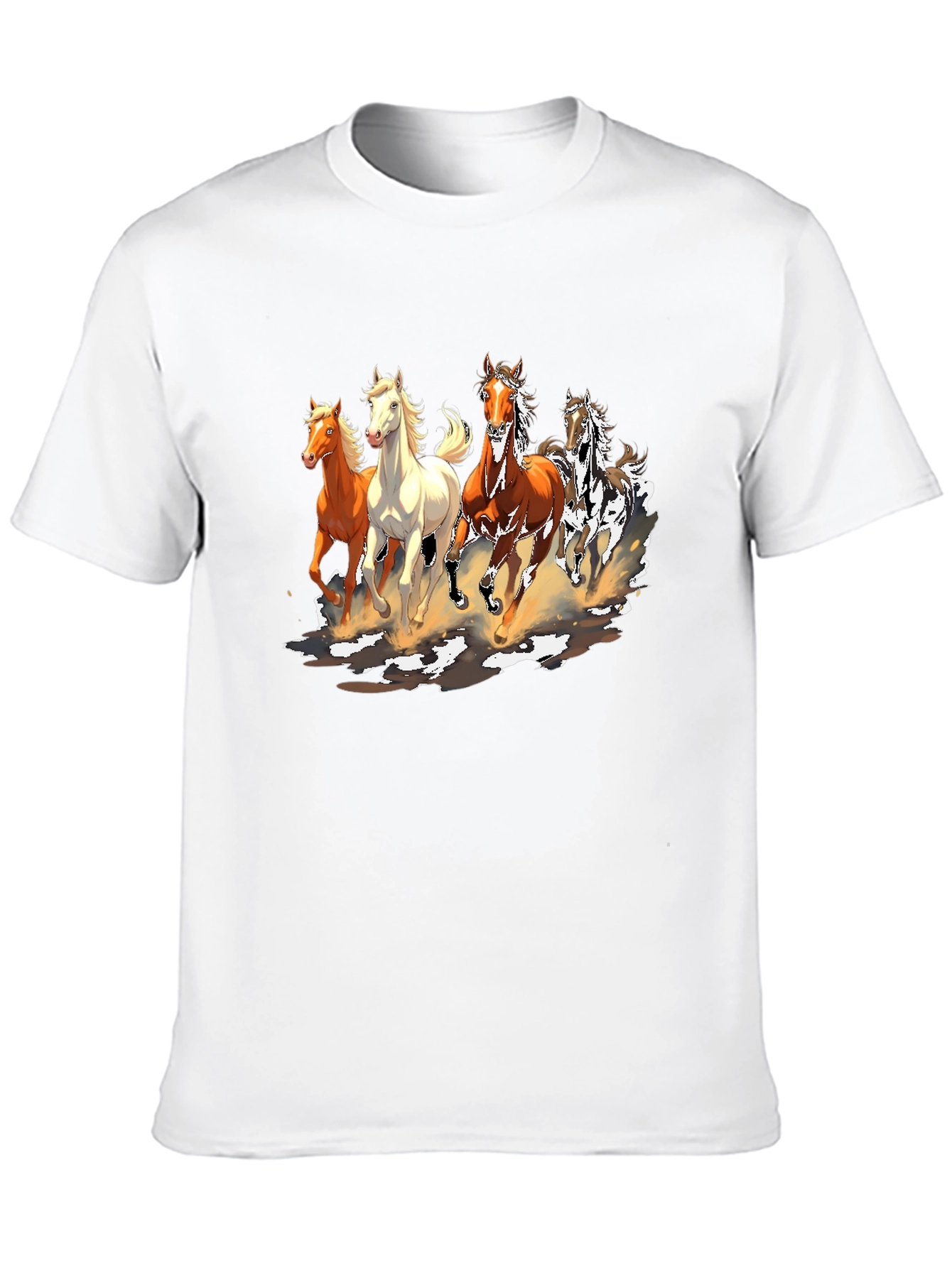 Horse Print Crew Neck T-Shirt