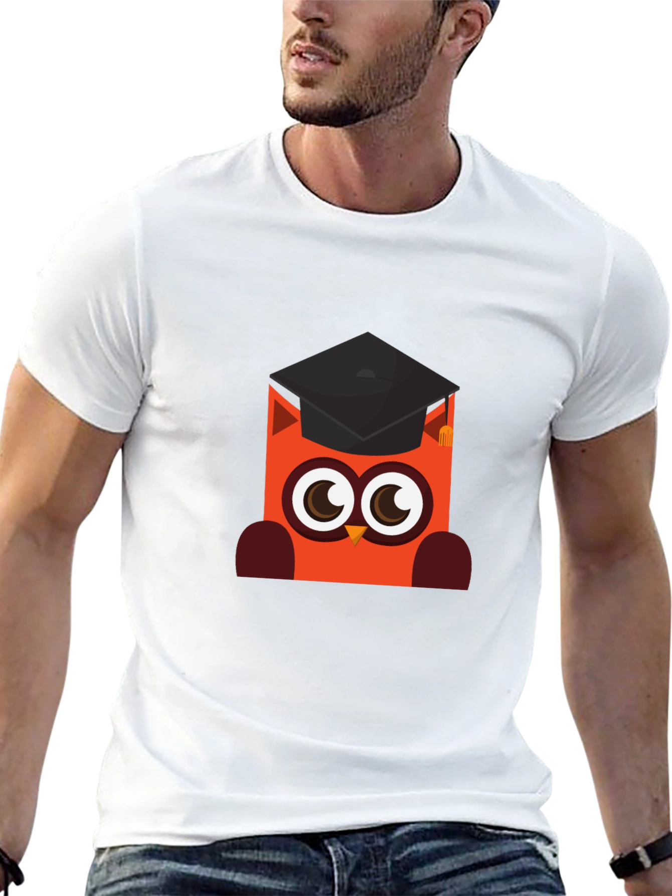 Graduation Owl Graphic Black T-Shirt