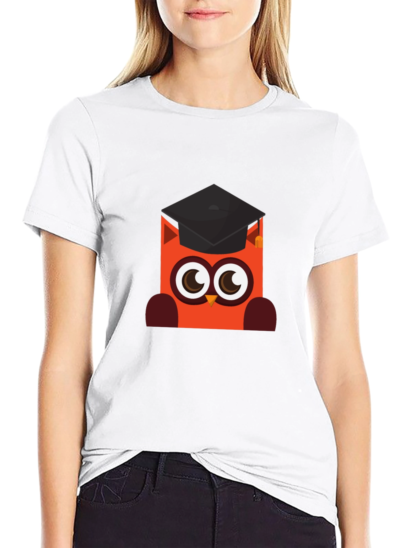 Graduation Owl Graphic Black T-Shirt