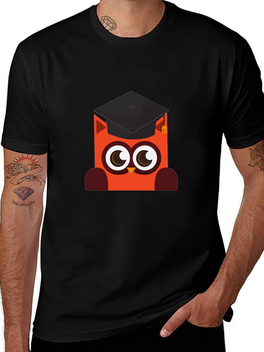 Graduation Owl Graphic Black T-Shirt