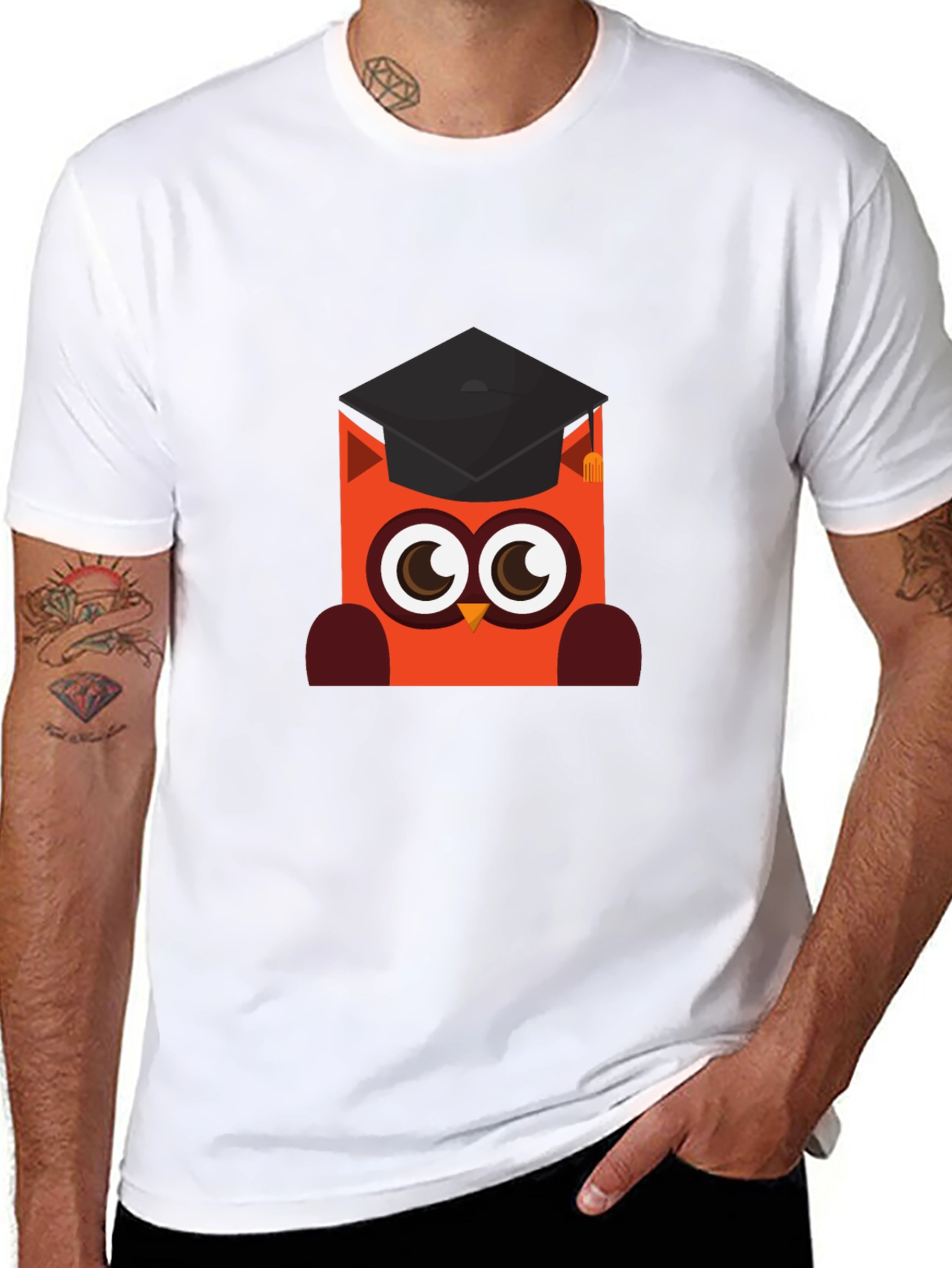 Graduation Owl Graphic Black T-Shirt