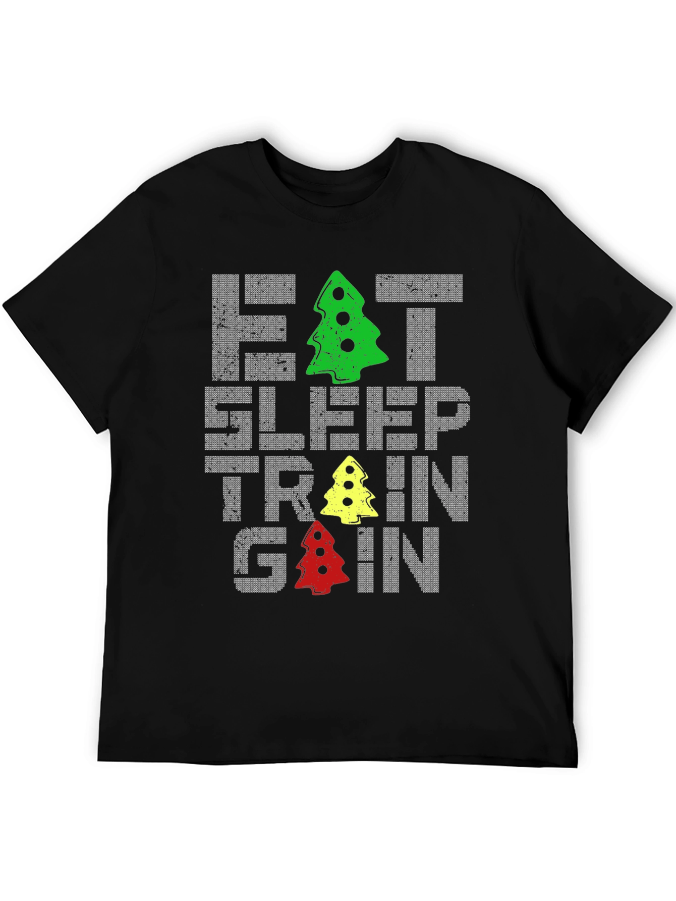 Eat Sleep Train Gain Christmas Tree T-Shirt