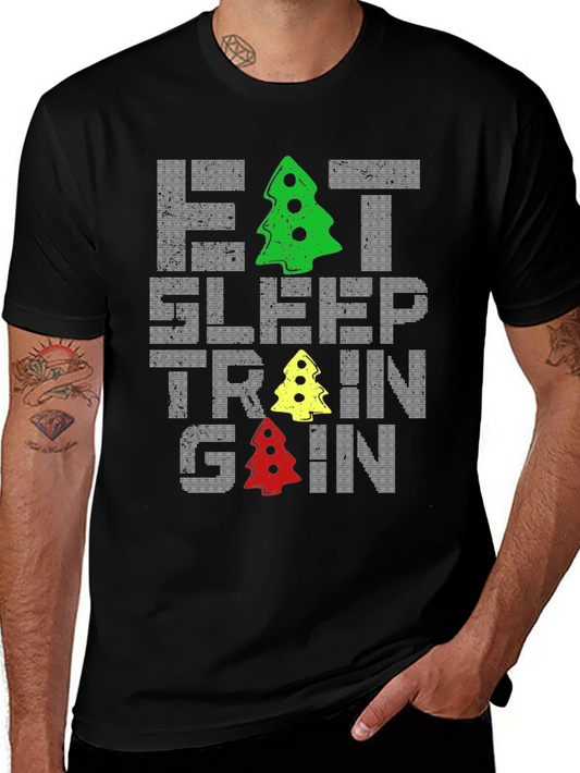 Eat Sleep Train Gain Christmas Tree T-Shirt