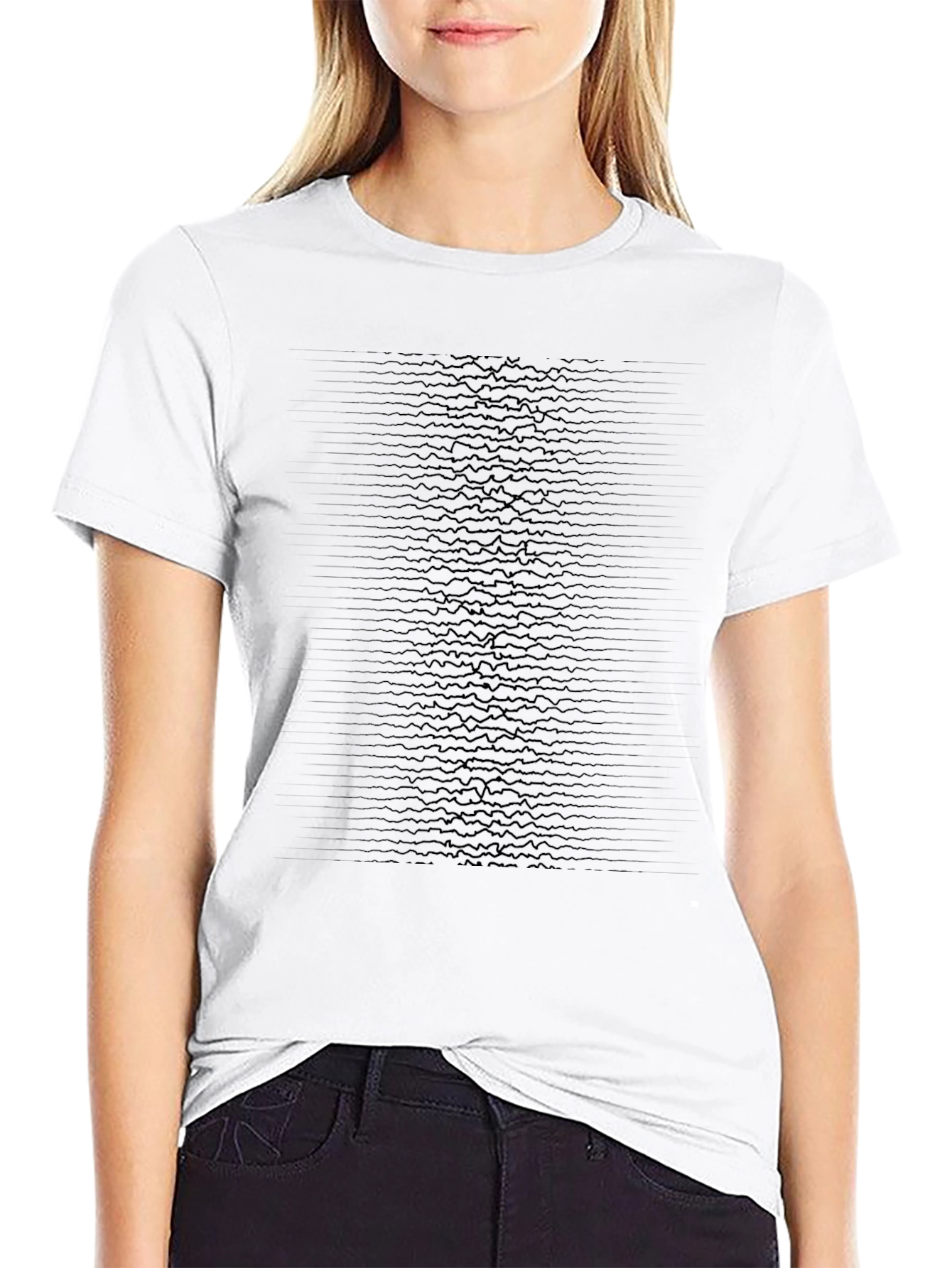 Stylish Black Graphic Tee - Unknown Pleasures Waveform