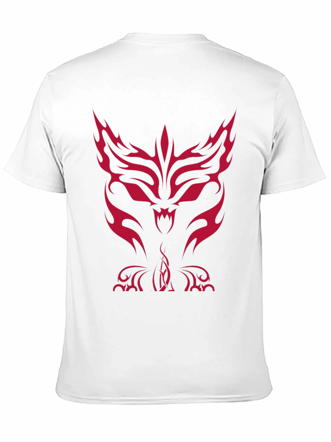 Mens Black T-Shirt with Red Tribal Wolf Design