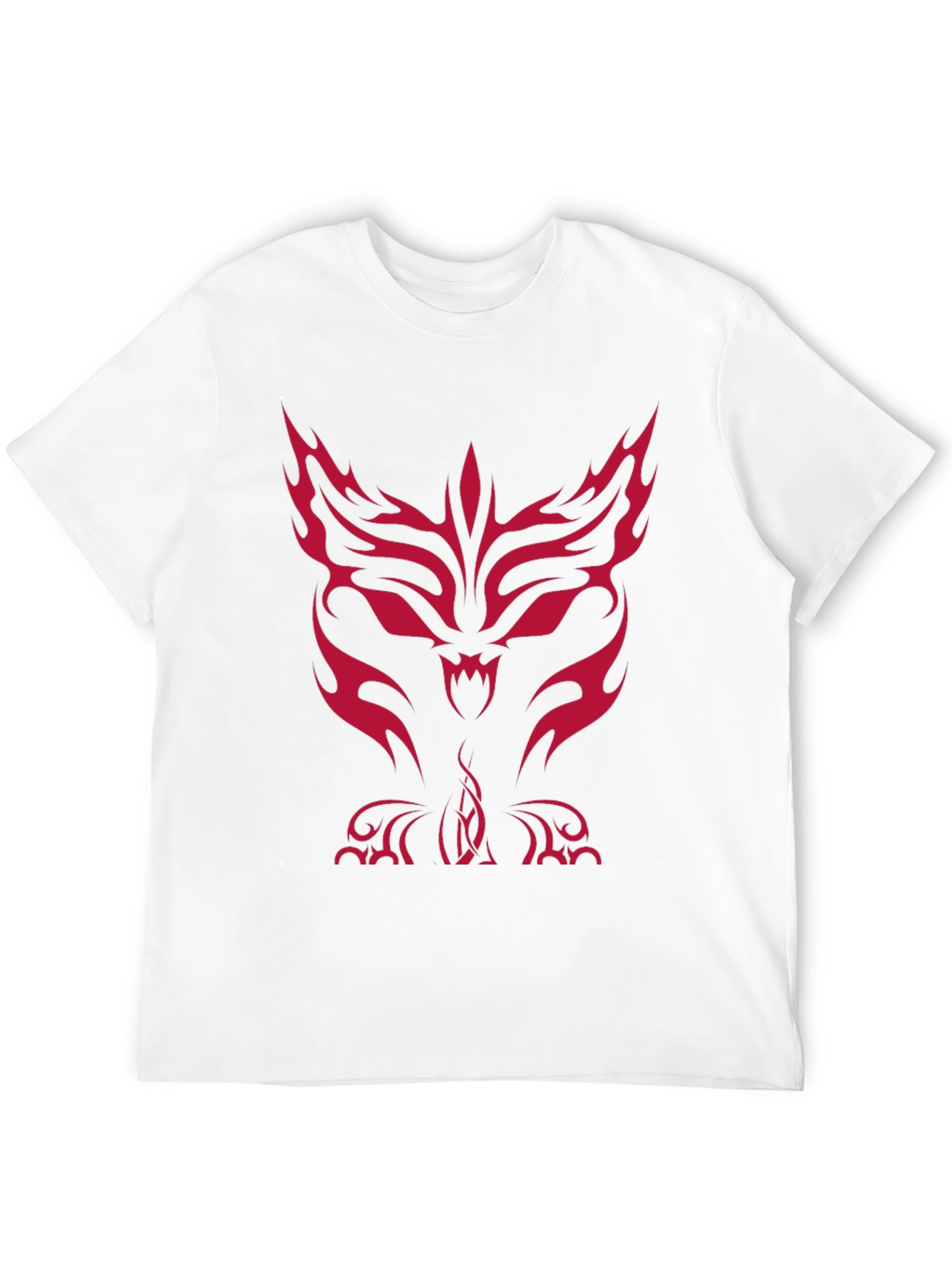 Mens Black T-Shirt with Red Tribal Wolf Design