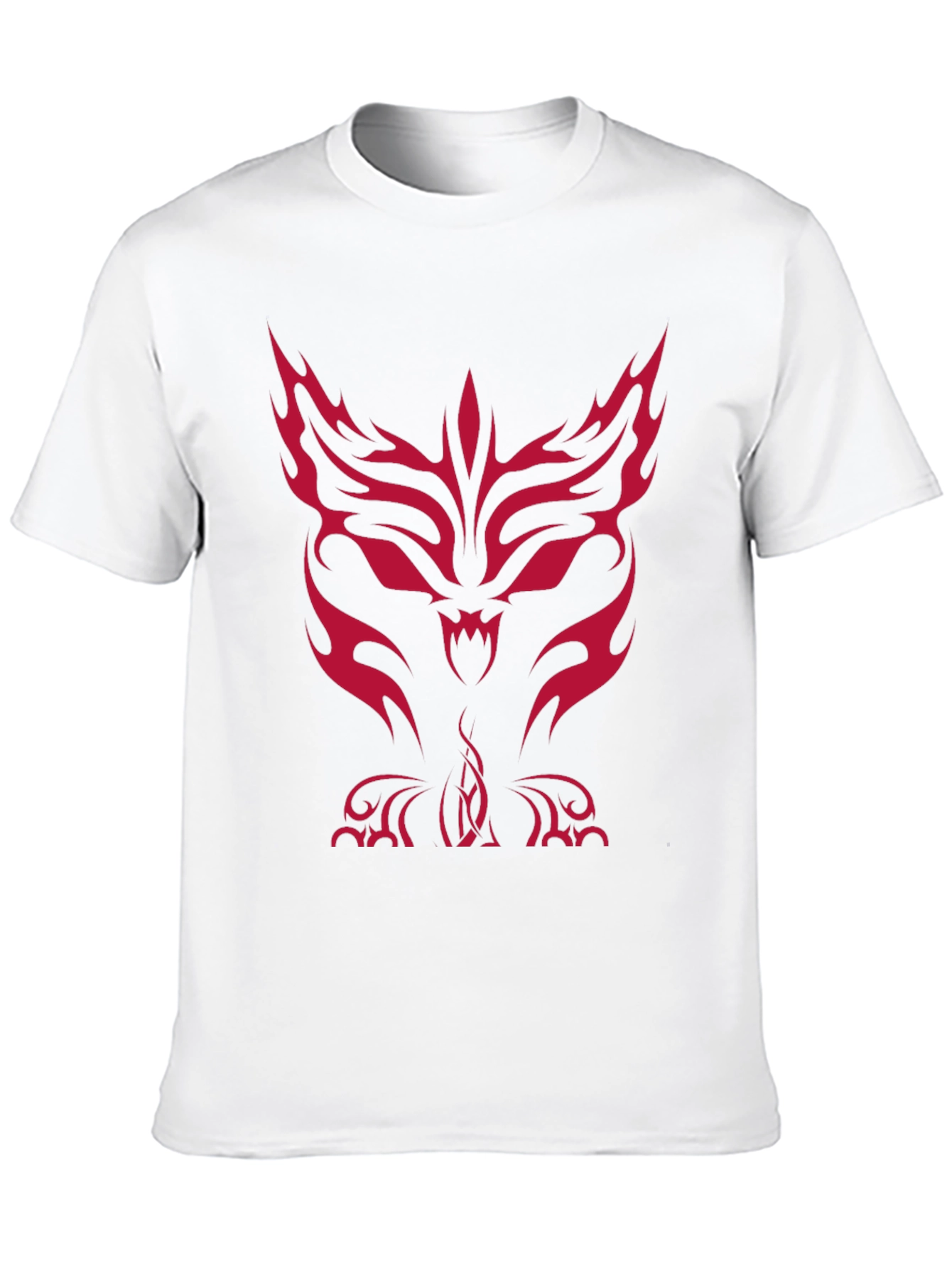 Mens Black T-Shirt with Red Tribal Wolf Design