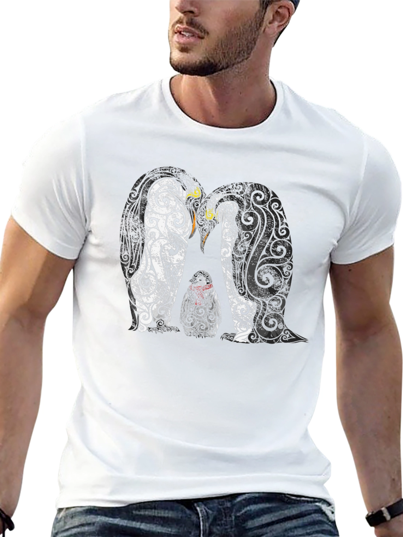 Penguin Family Graphic Tee - Black