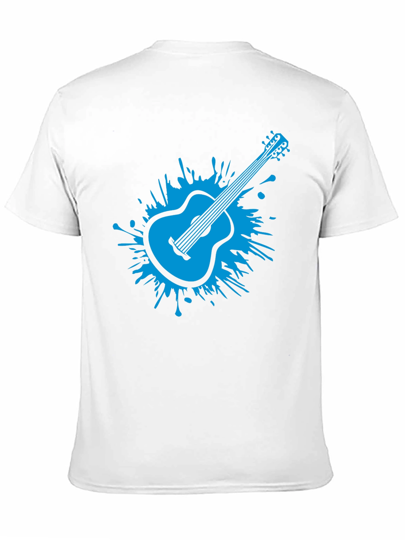Blue Guitar Splash Mens Black T-Shirt