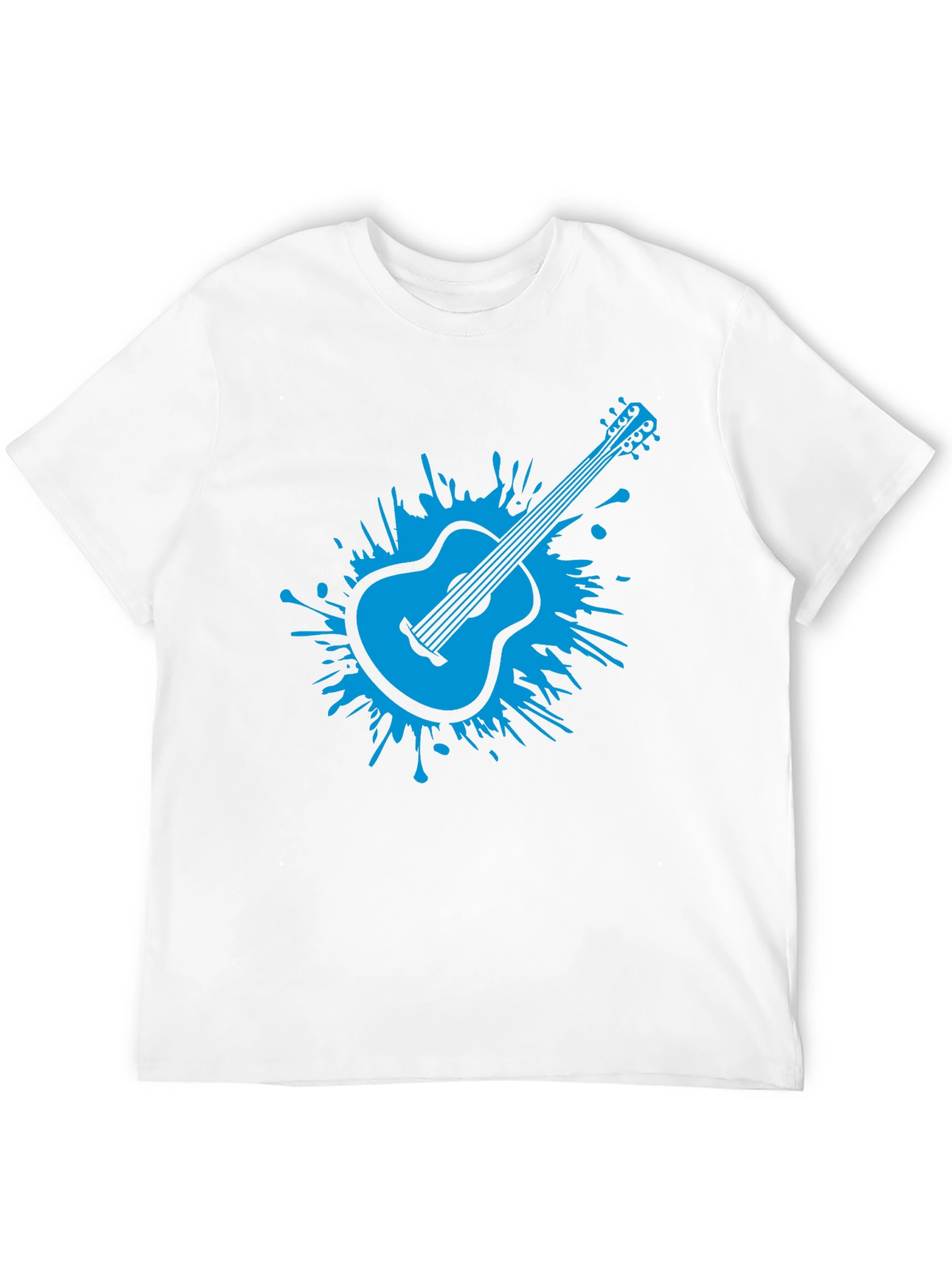 Blue Guitar Splash Mens Black T-Shirt