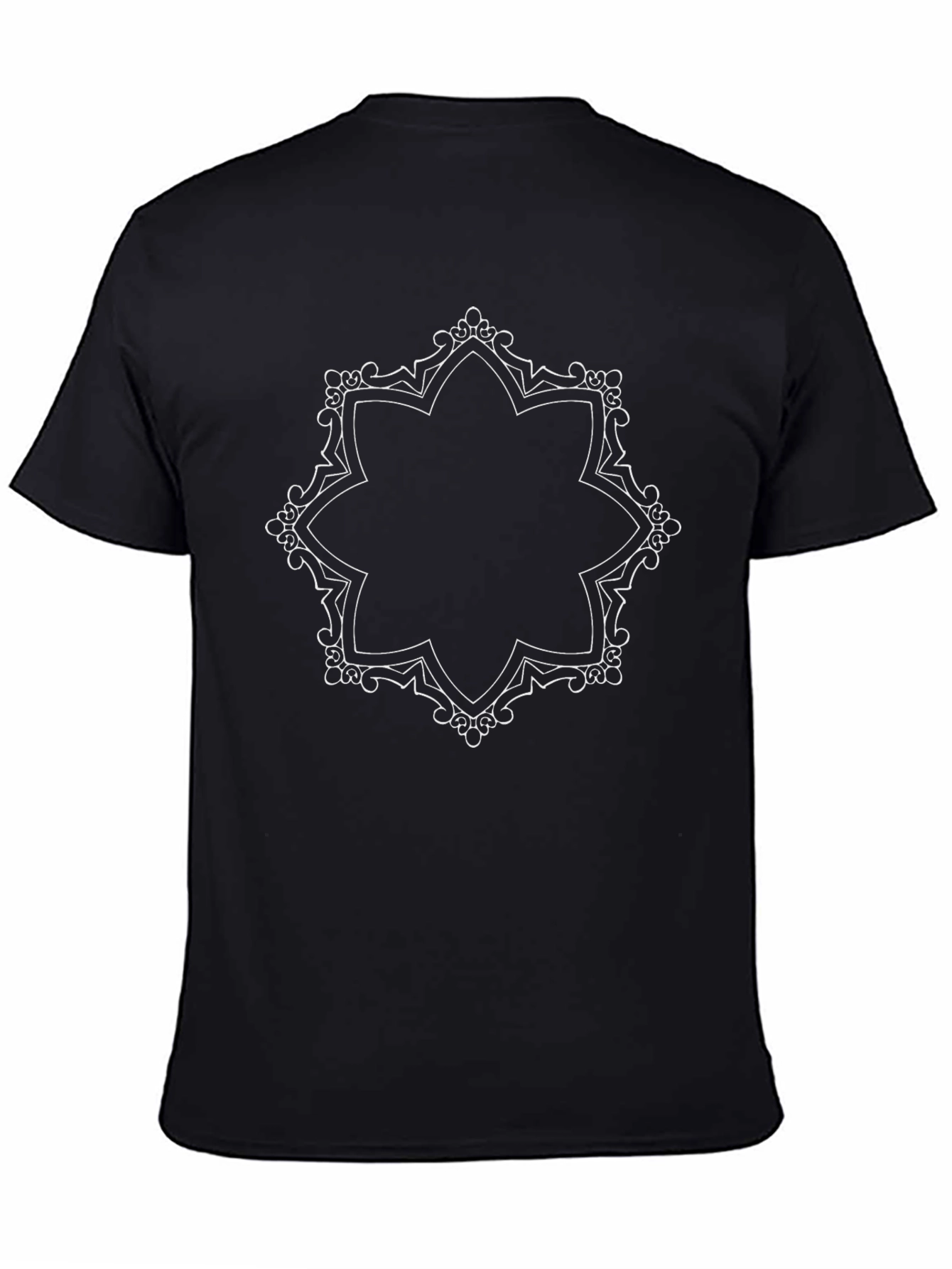 Black Tee with Ornate Floral Star Design