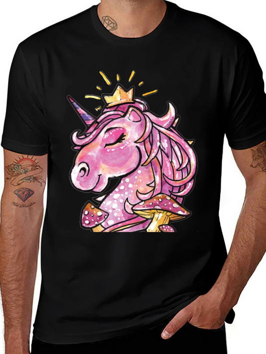 Unicorn Crown Mushroom Graphic Tee - Black