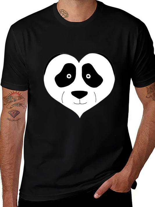 Panda Heart Graphic Tee - Black Casual Shirt