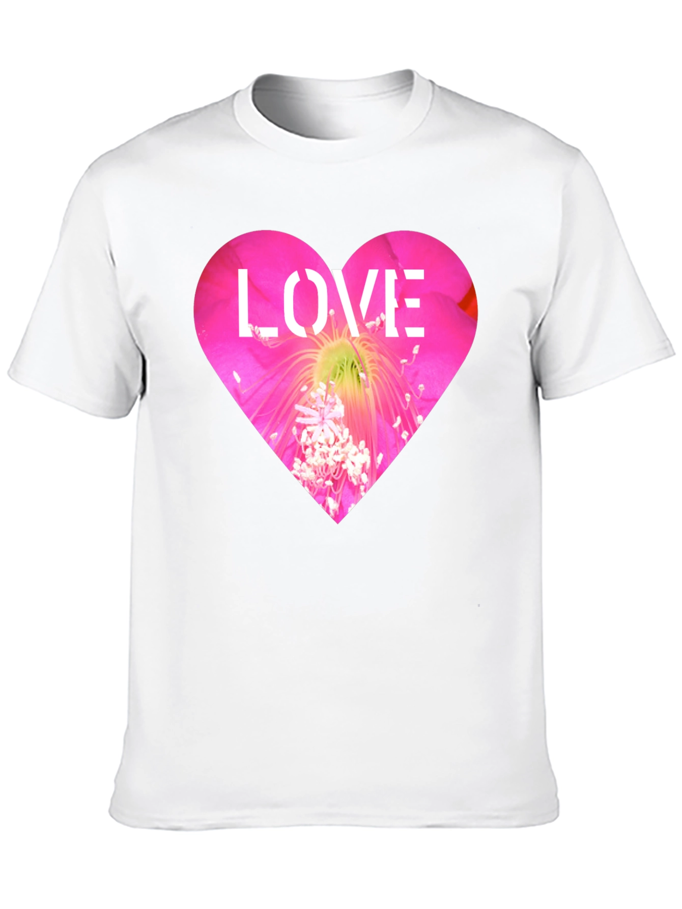Love Heart Flower Graphic Black T-Shirt