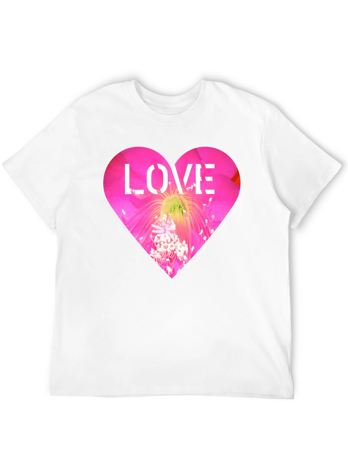 Love Heart Flower Graphic Black T-Shirt