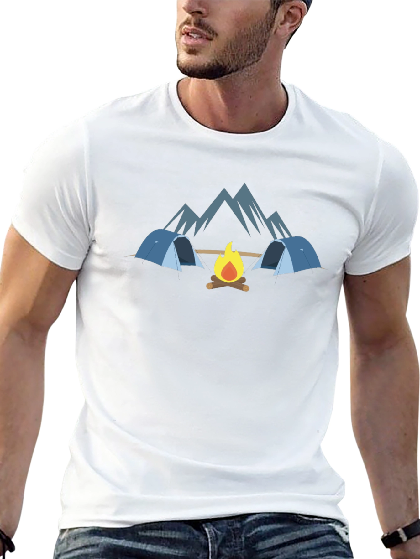 Camping Adventure Black Graphic T-Shirt