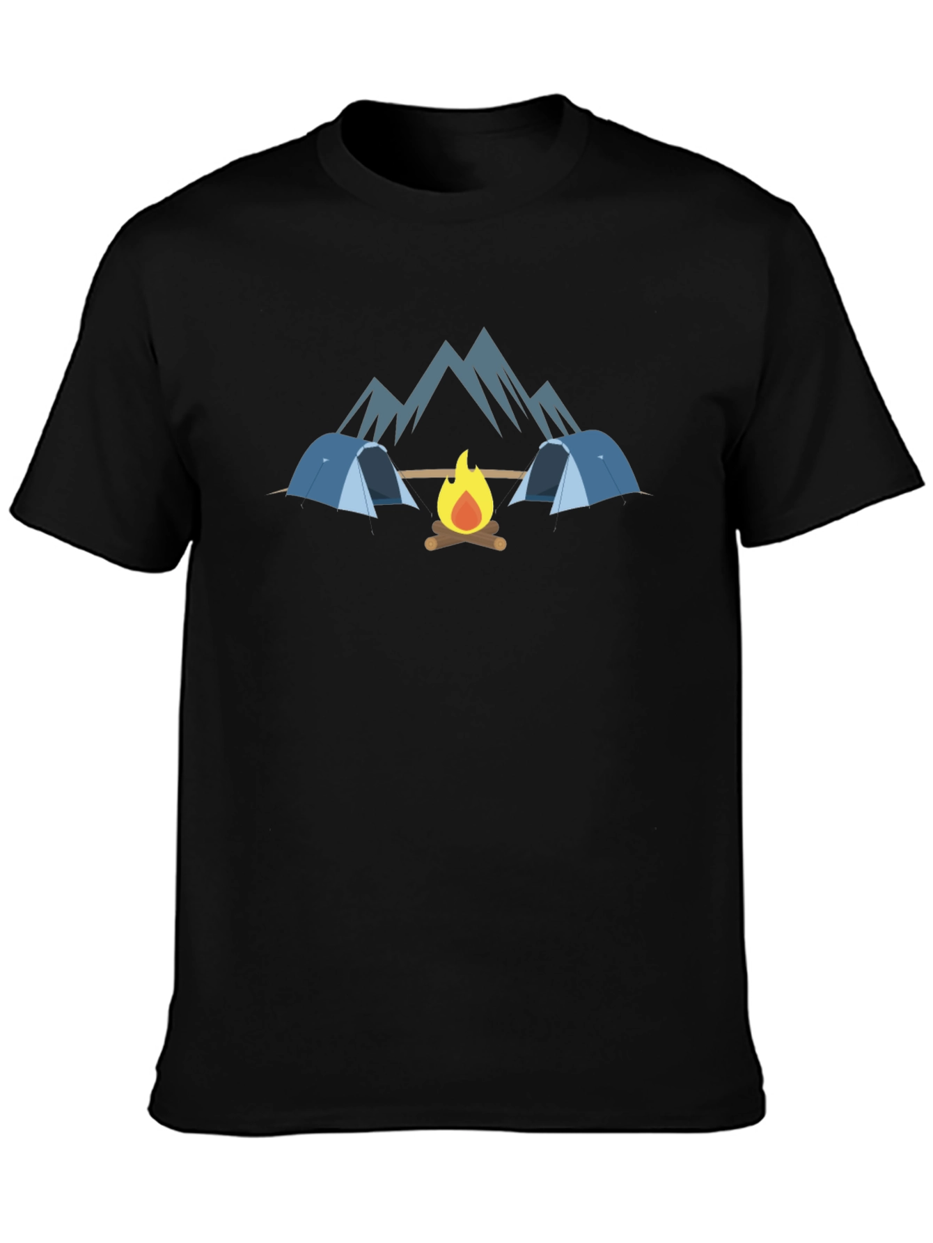Camping Adventure Black Graphic T-Shirt