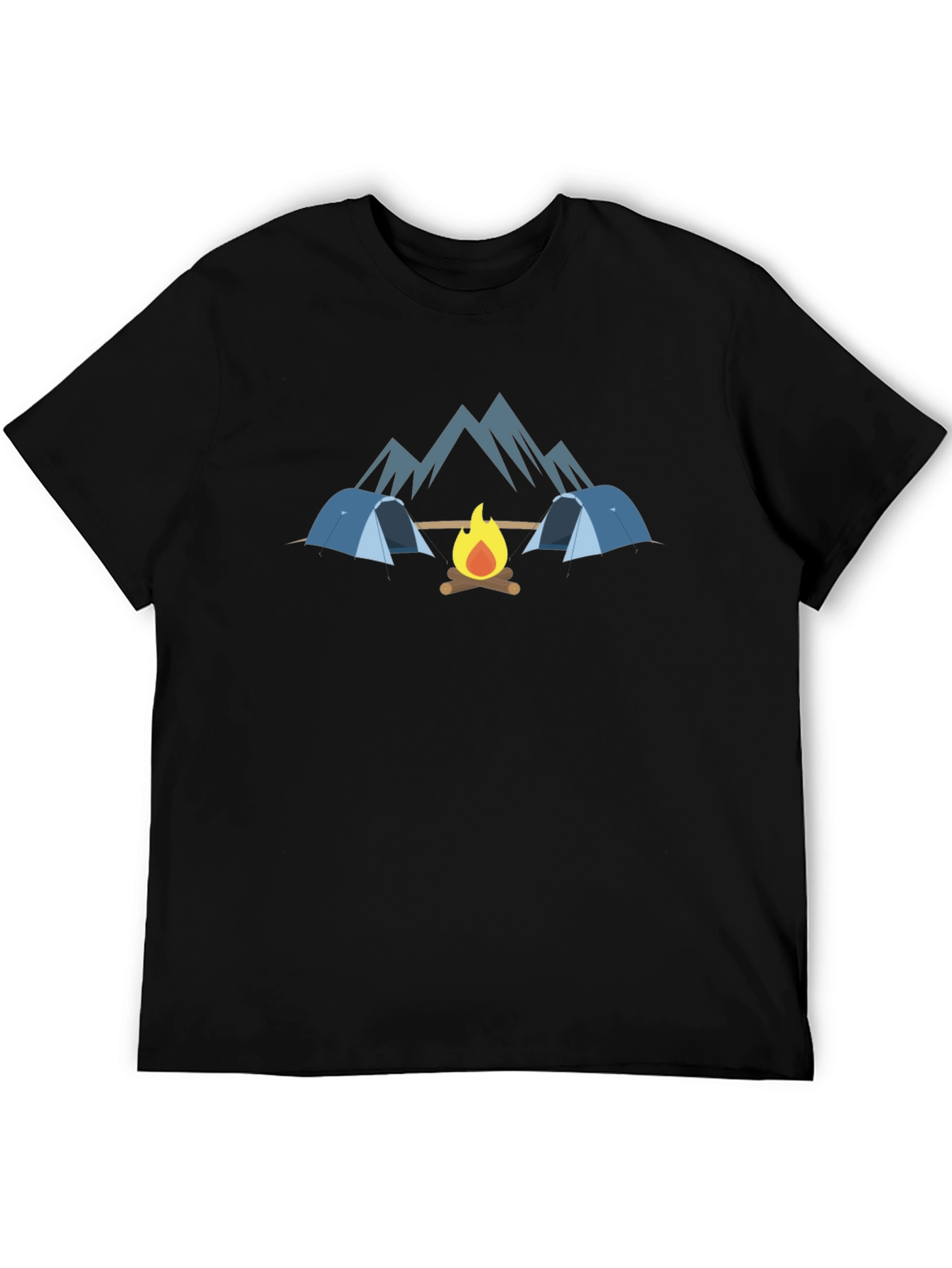 Camping Adventure Black Graphic T-Shirt