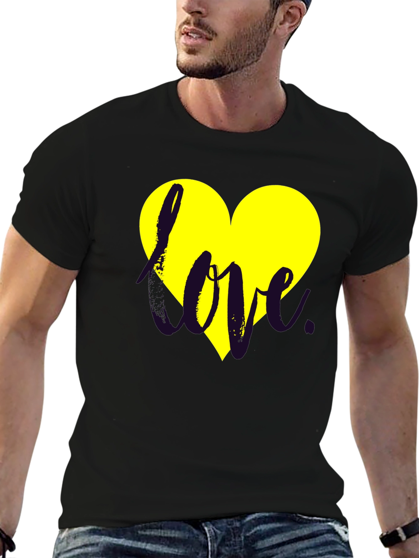 Love Heart Graphic Black Tee