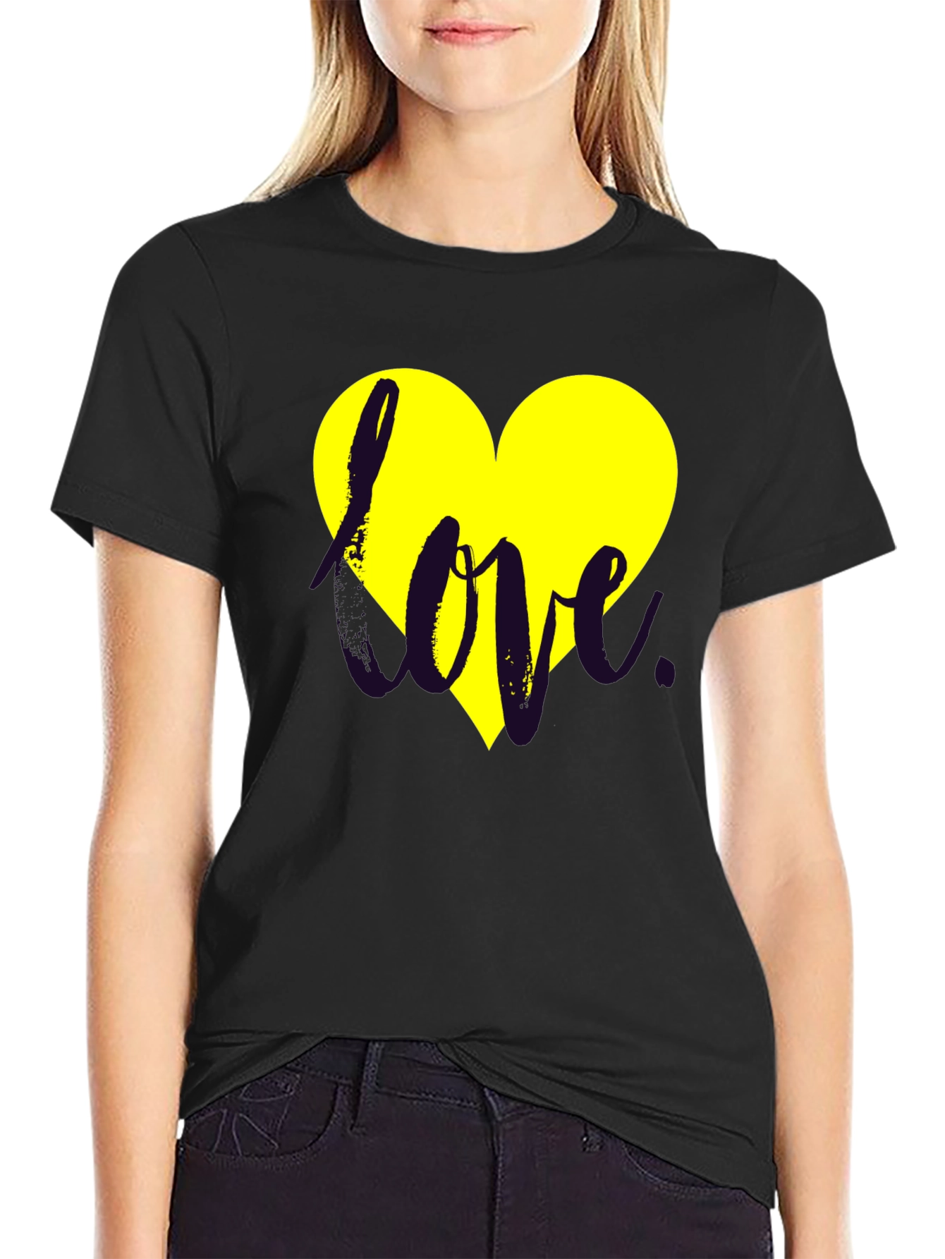 Love Heart Graphic Black Tee