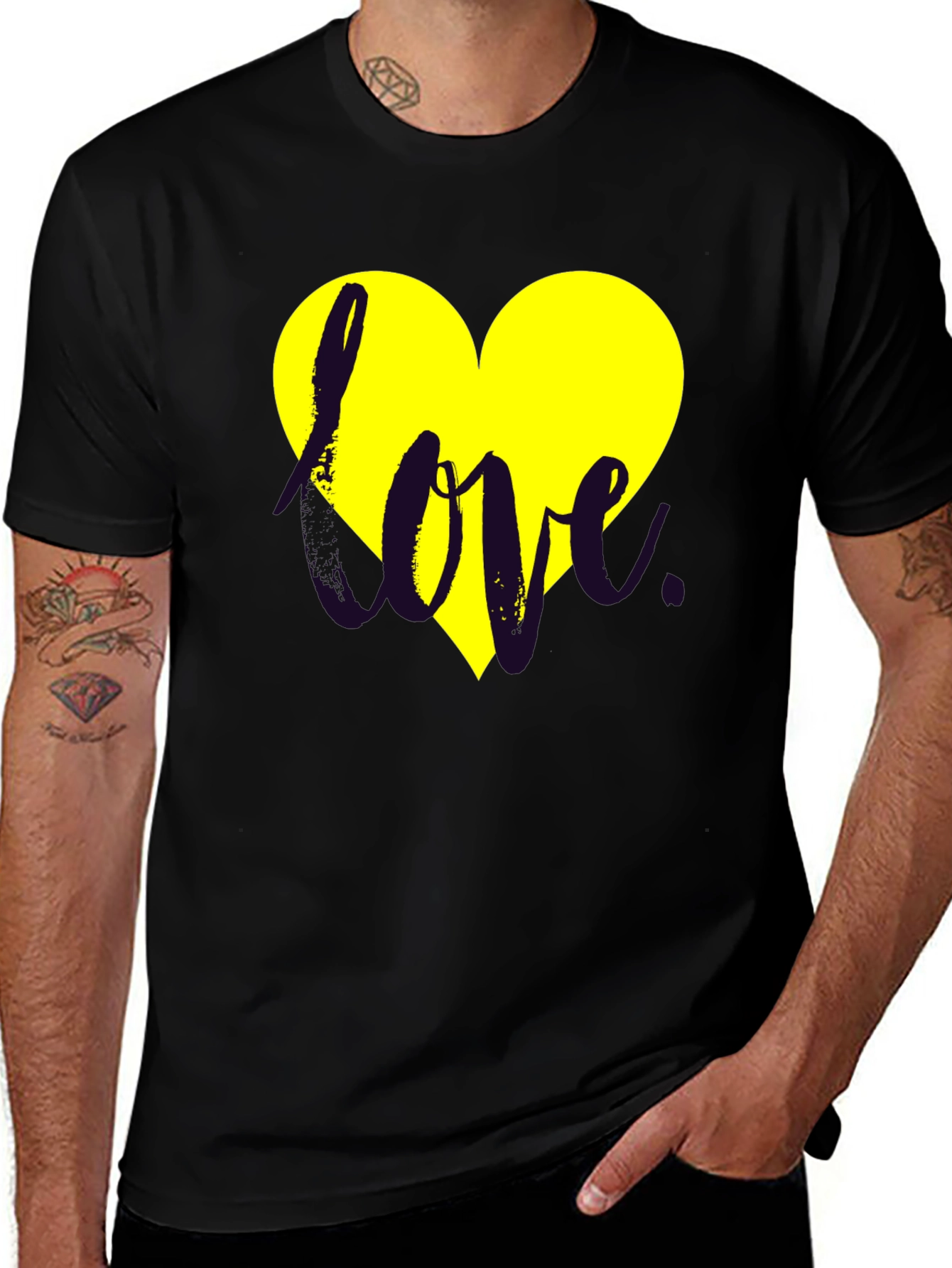 Love Heart Graphic Black Tee