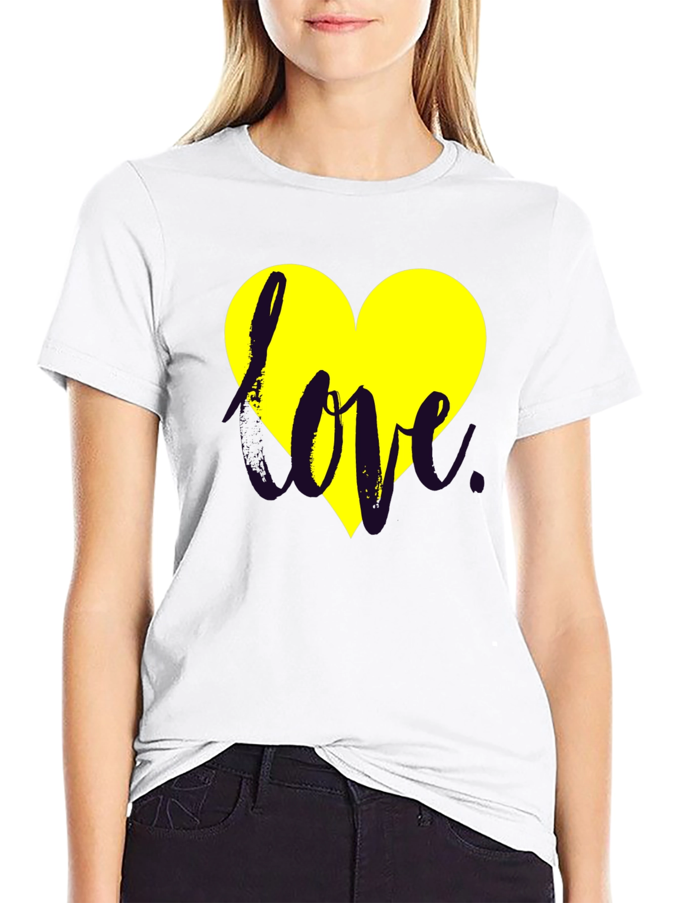 Love Heart Graphic Black Tee