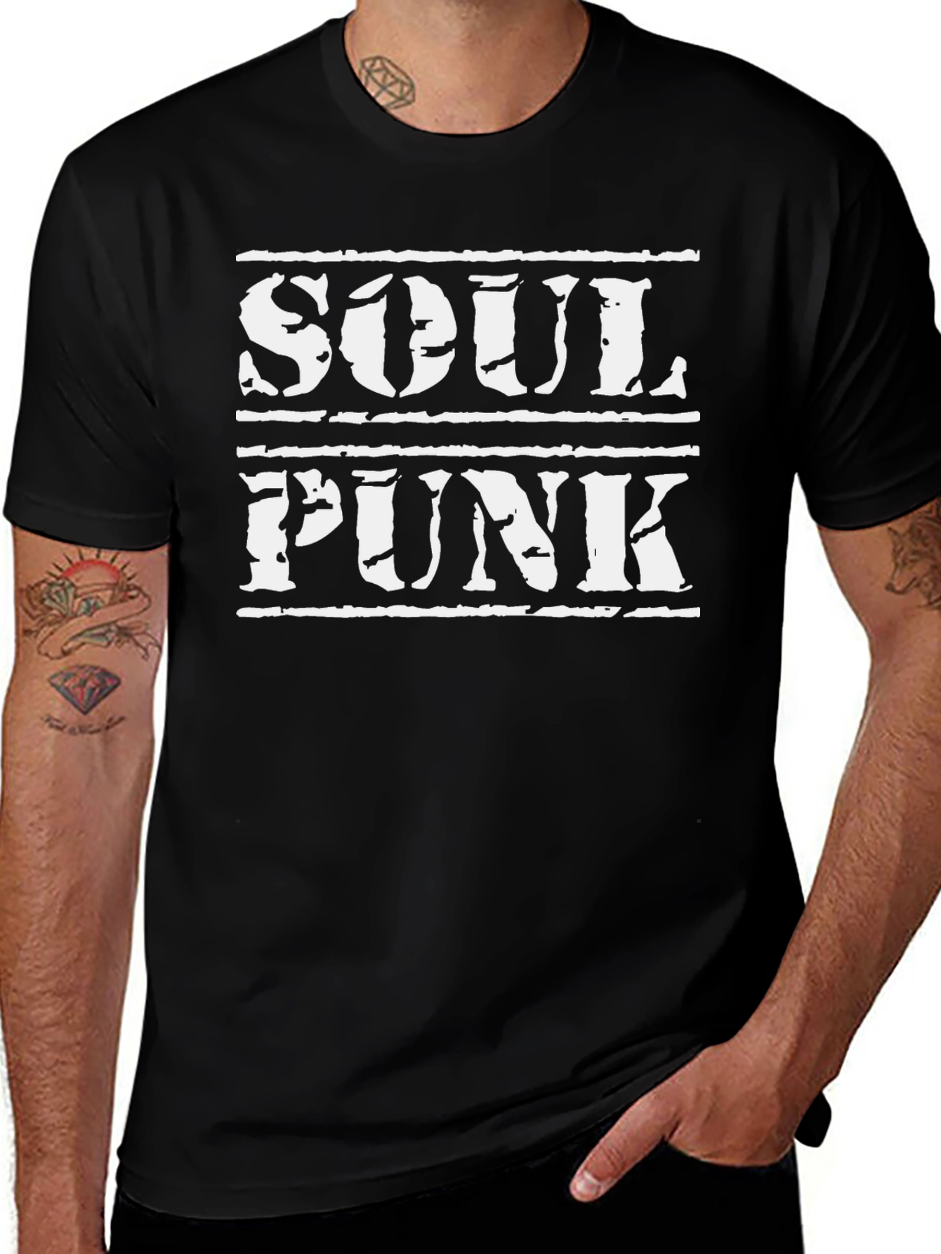 Soul Punk Graphic Tee - Black Cotton T-Shirt