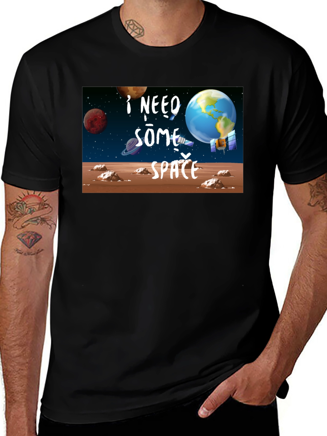 I Need Some Space Black T-Shirt