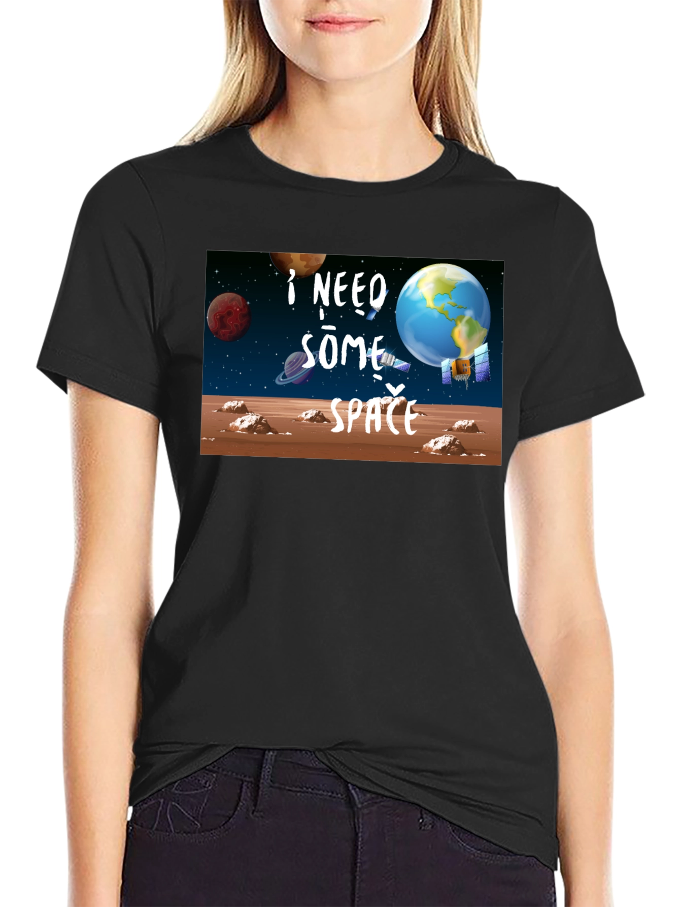 I Need Some Space Black T-Shirt
