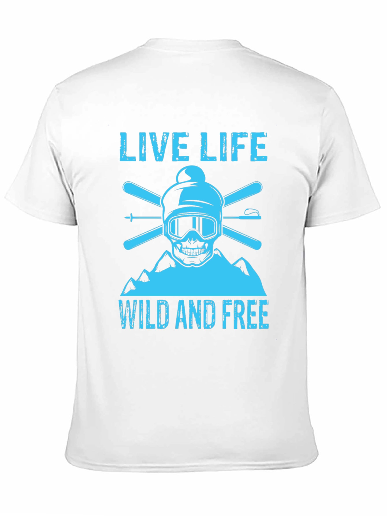 Live Life Wild and Free Ski Skull T-Shirt