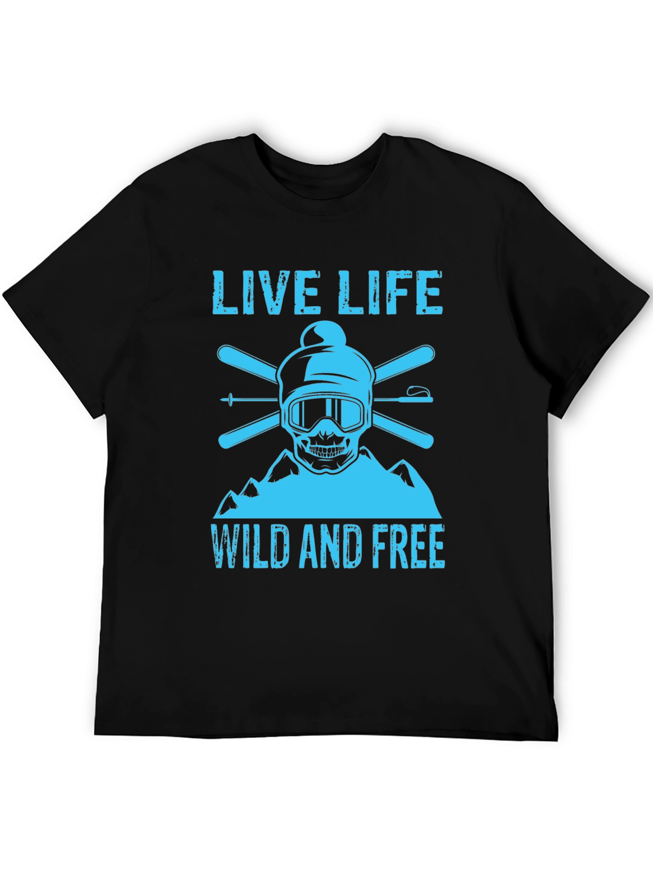 Live Life Wild and Free Ski Skull T-Shirt