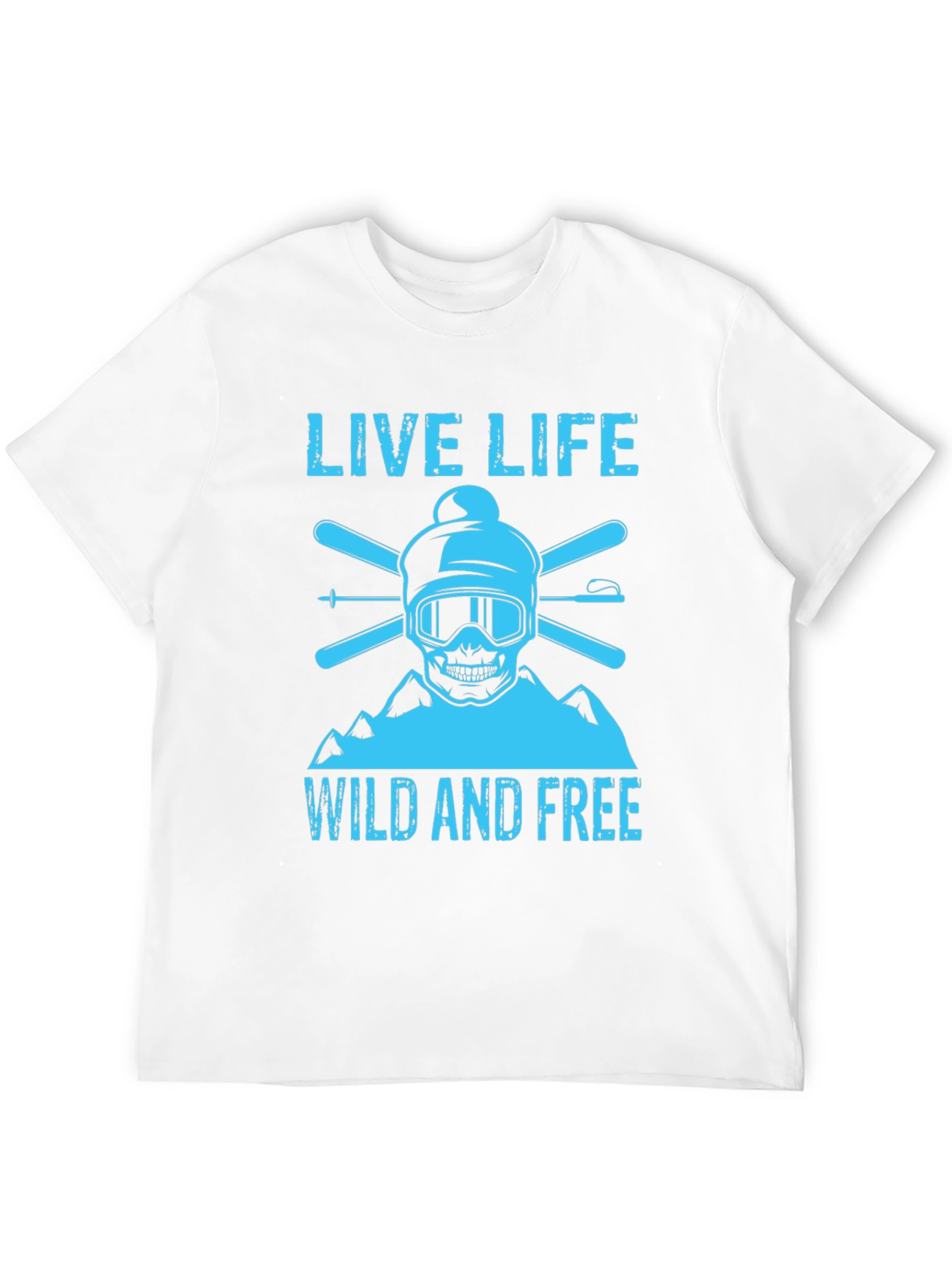 Live Life Wild and Free Ski Skull T-Shirt