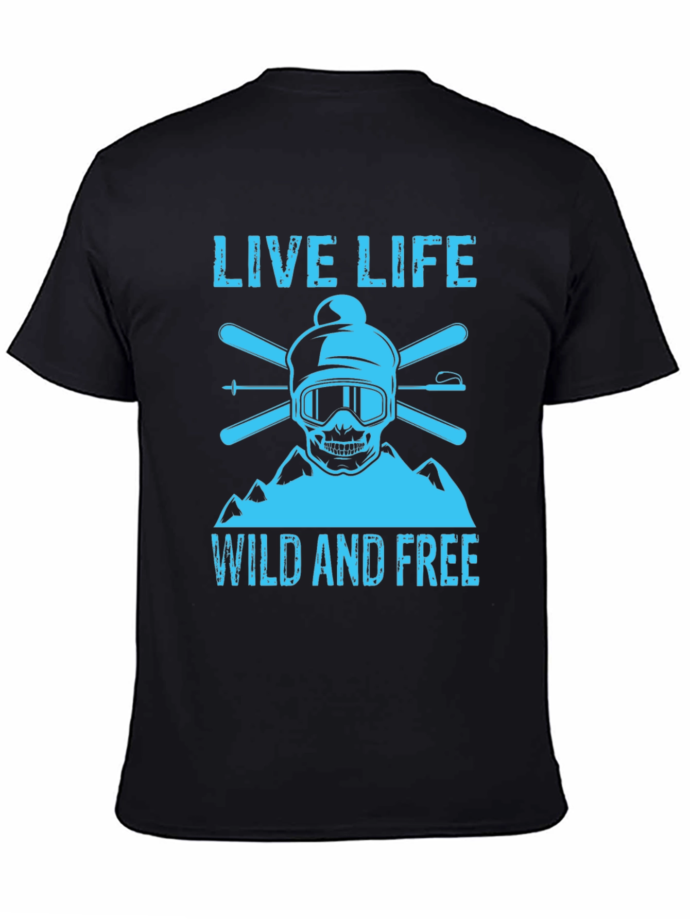 Live Life Wild and Free Ski Skull T-Shirt