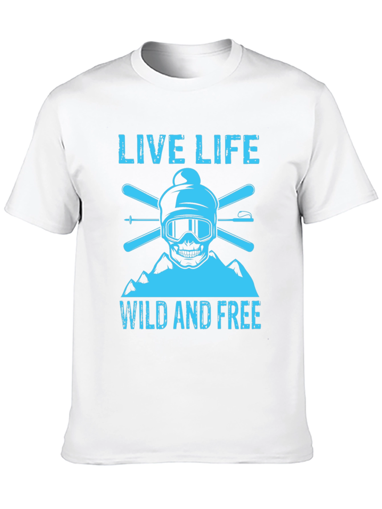 Live Life Wild and Free Ski Skull T-Shirt