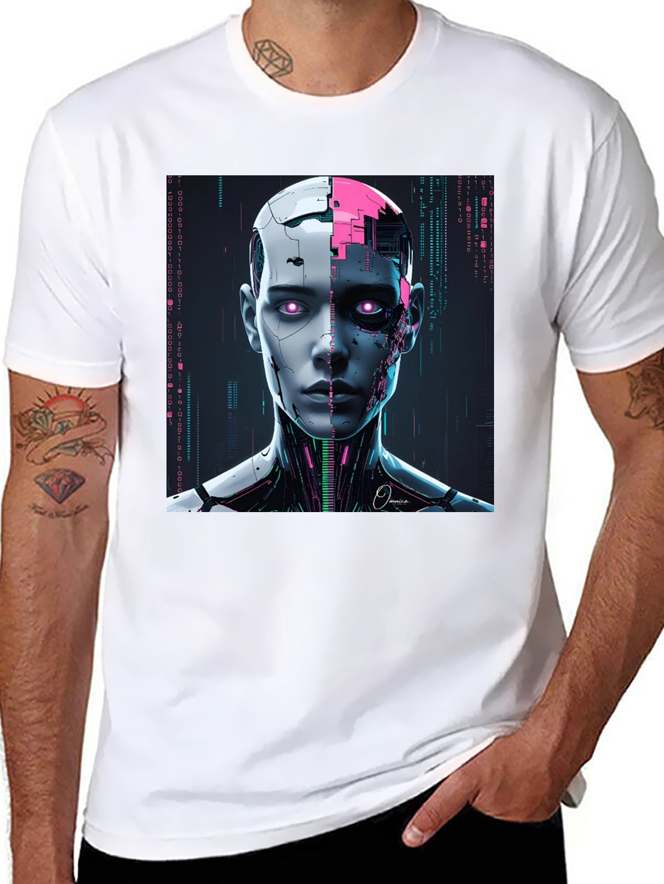 Futuristic Robot Head Graphic Tee