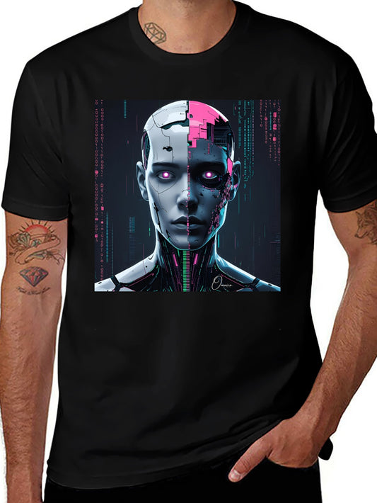 Futuristic Robot Head Graphic Tee