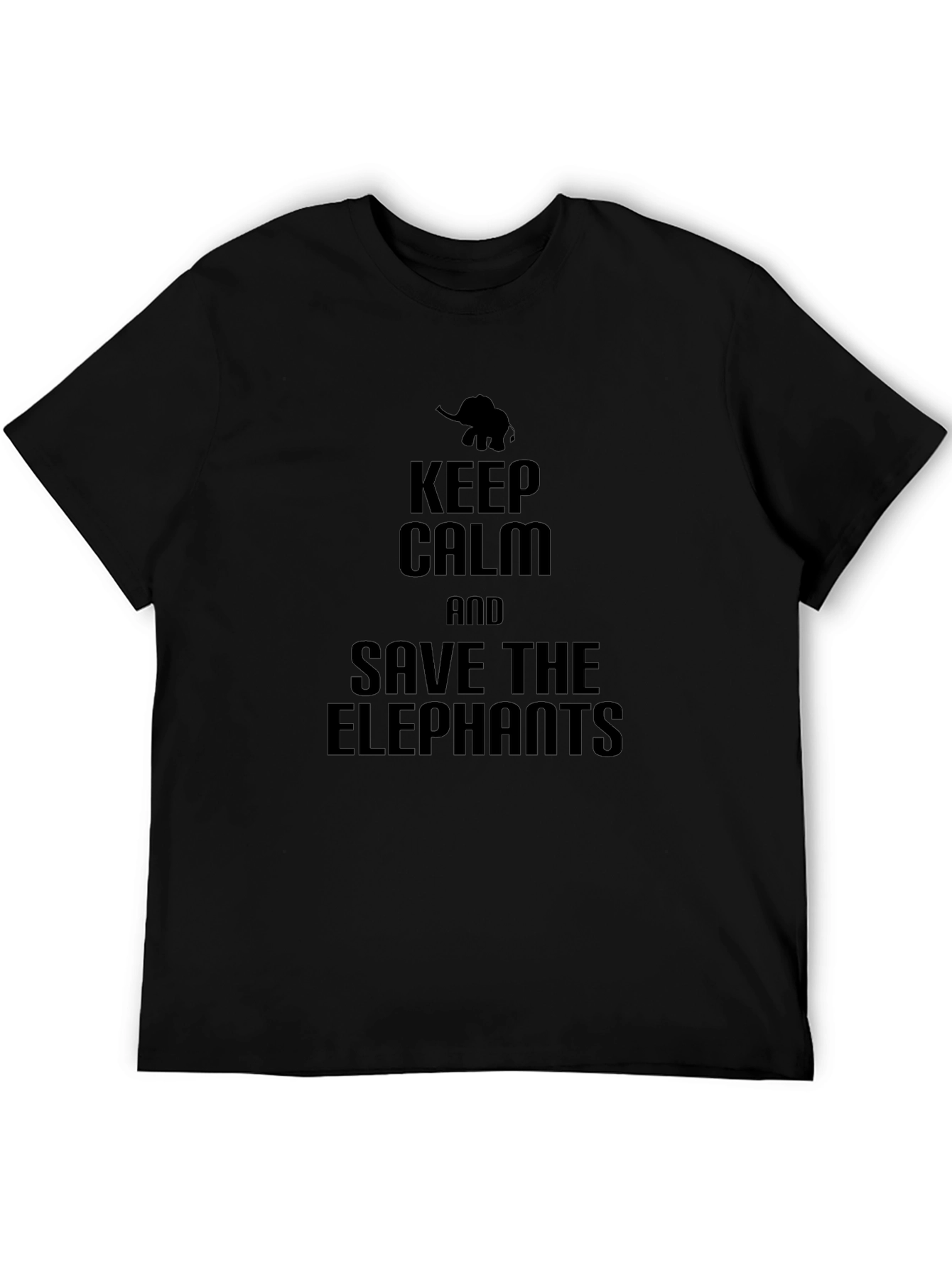 Keep Calm and Save the Elephants Black T-Shirt