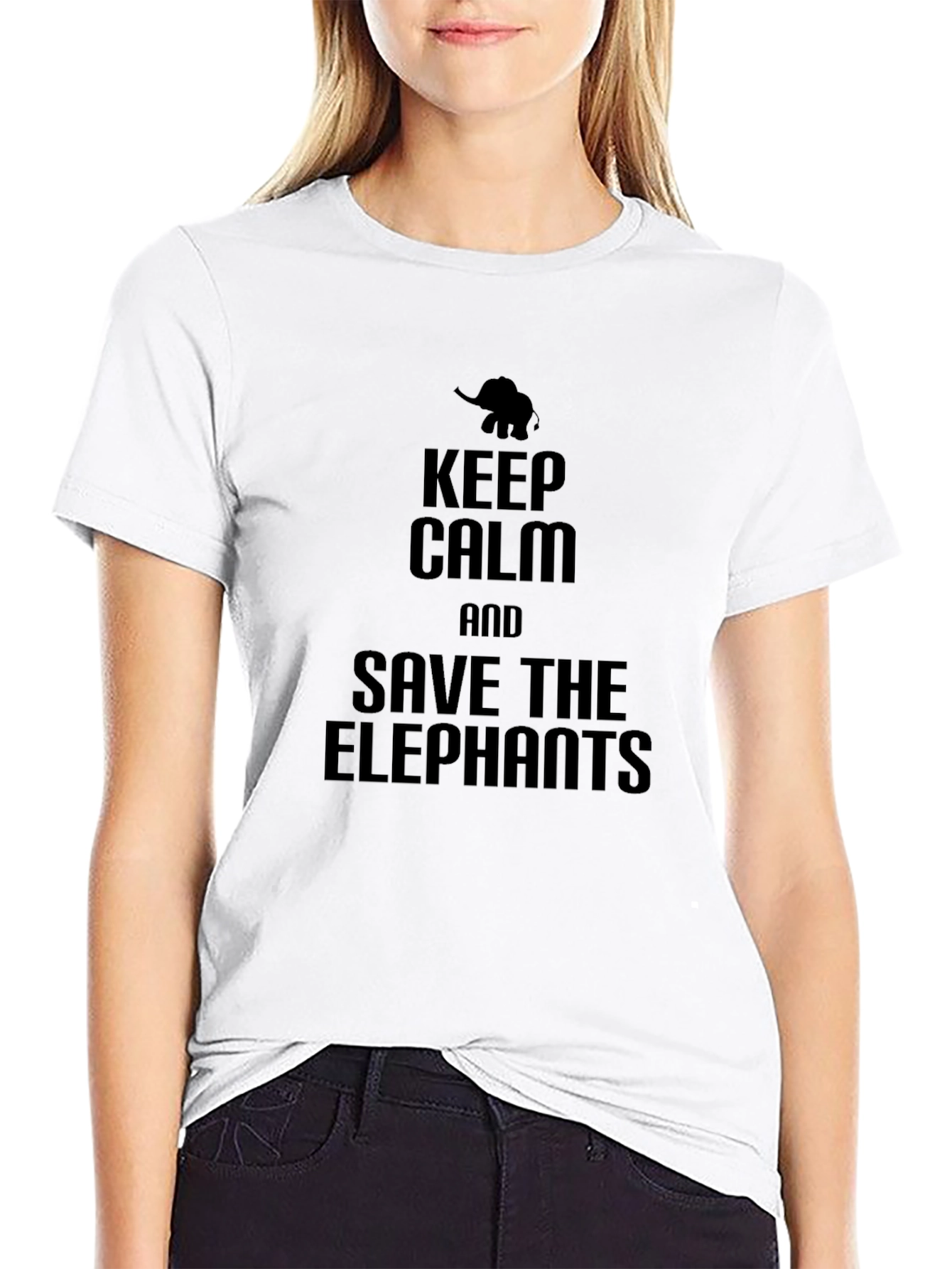 Keep Calm and Save the Elephants Black T-Shirt