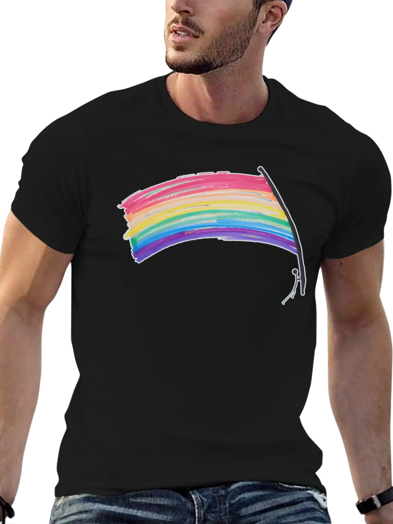 Rainbow Flag Graphic Tee - Black