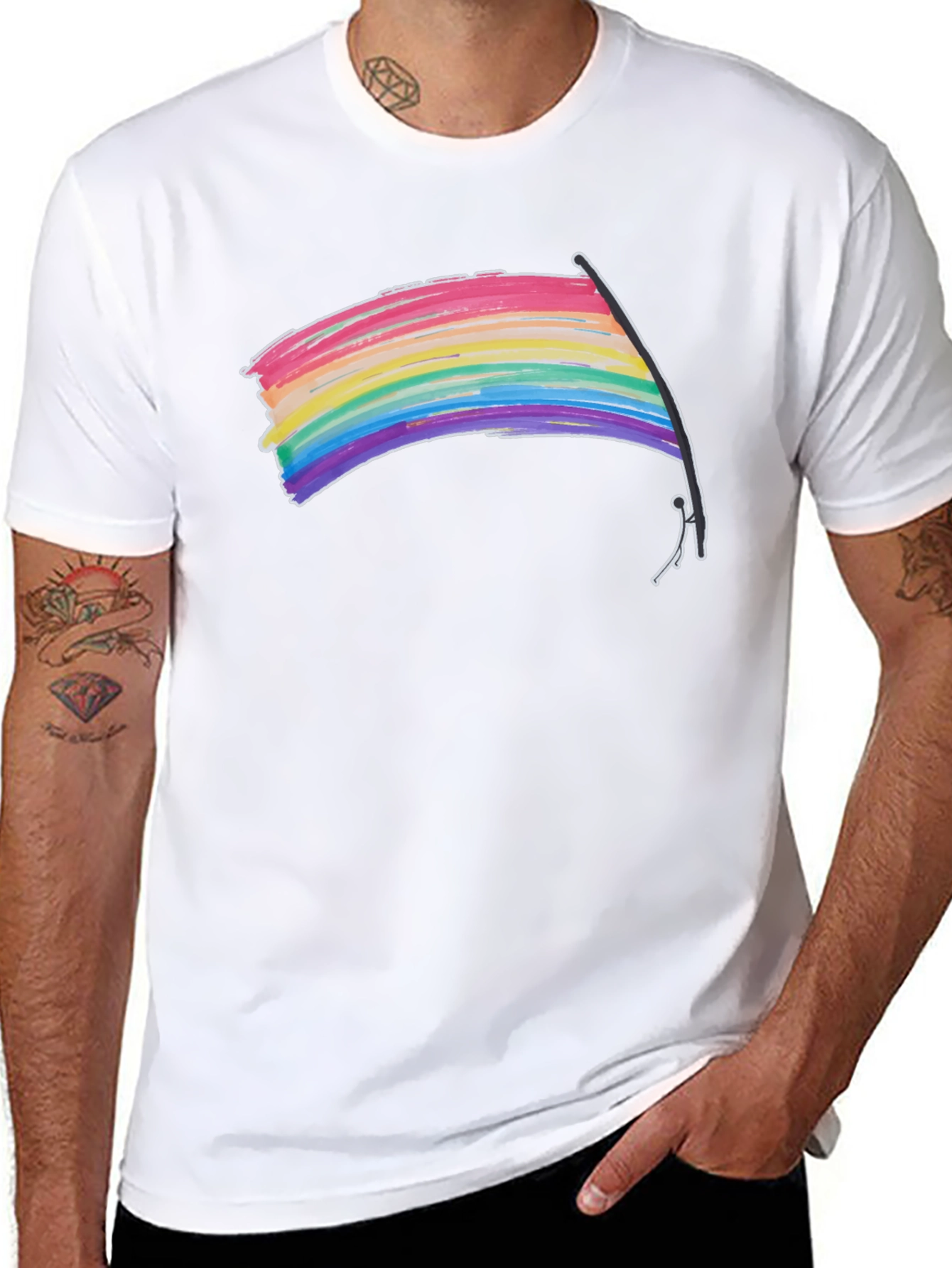 Rainbow Flag Graphic Tee - Black