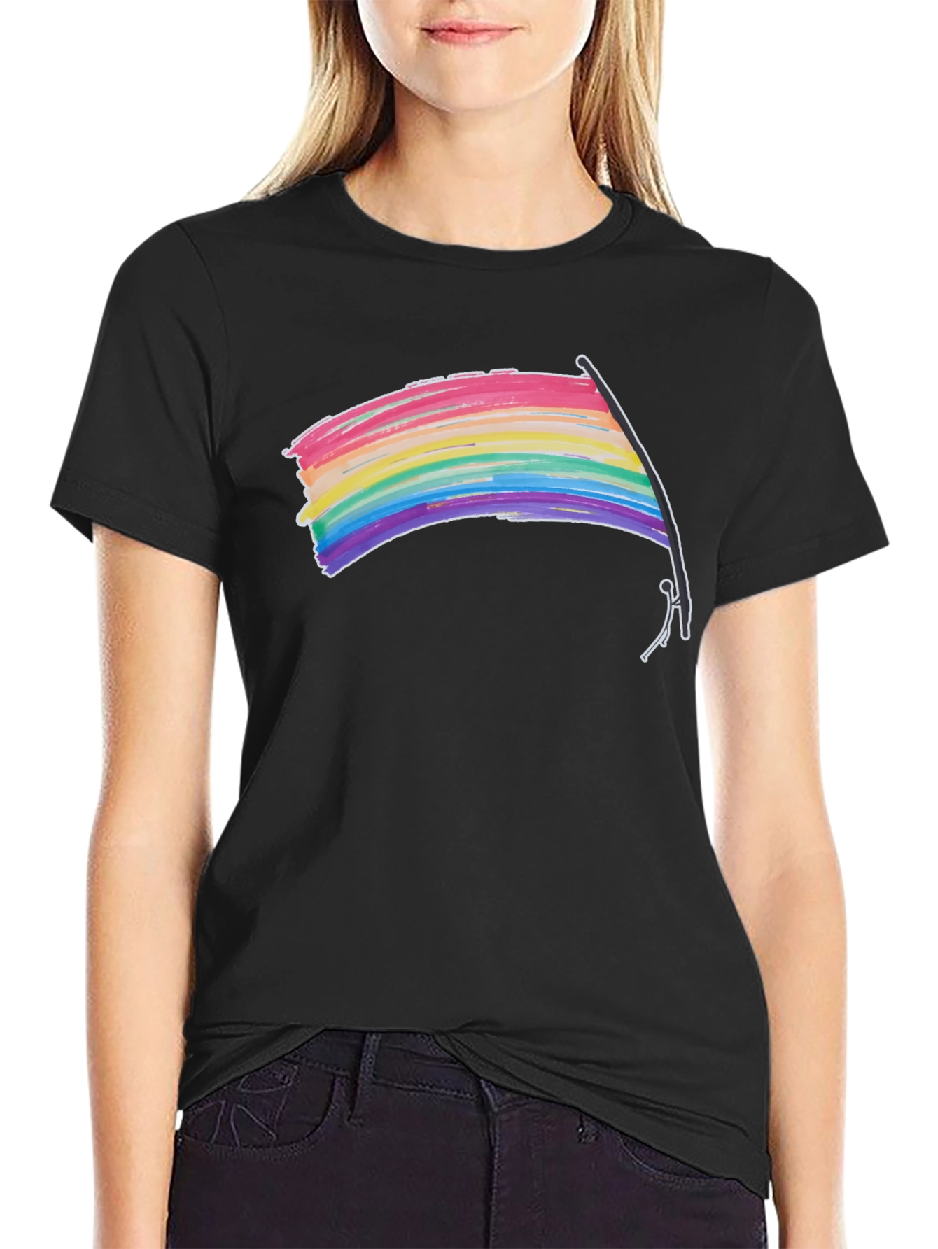 Rainbow Flag Graphic Tee - Black