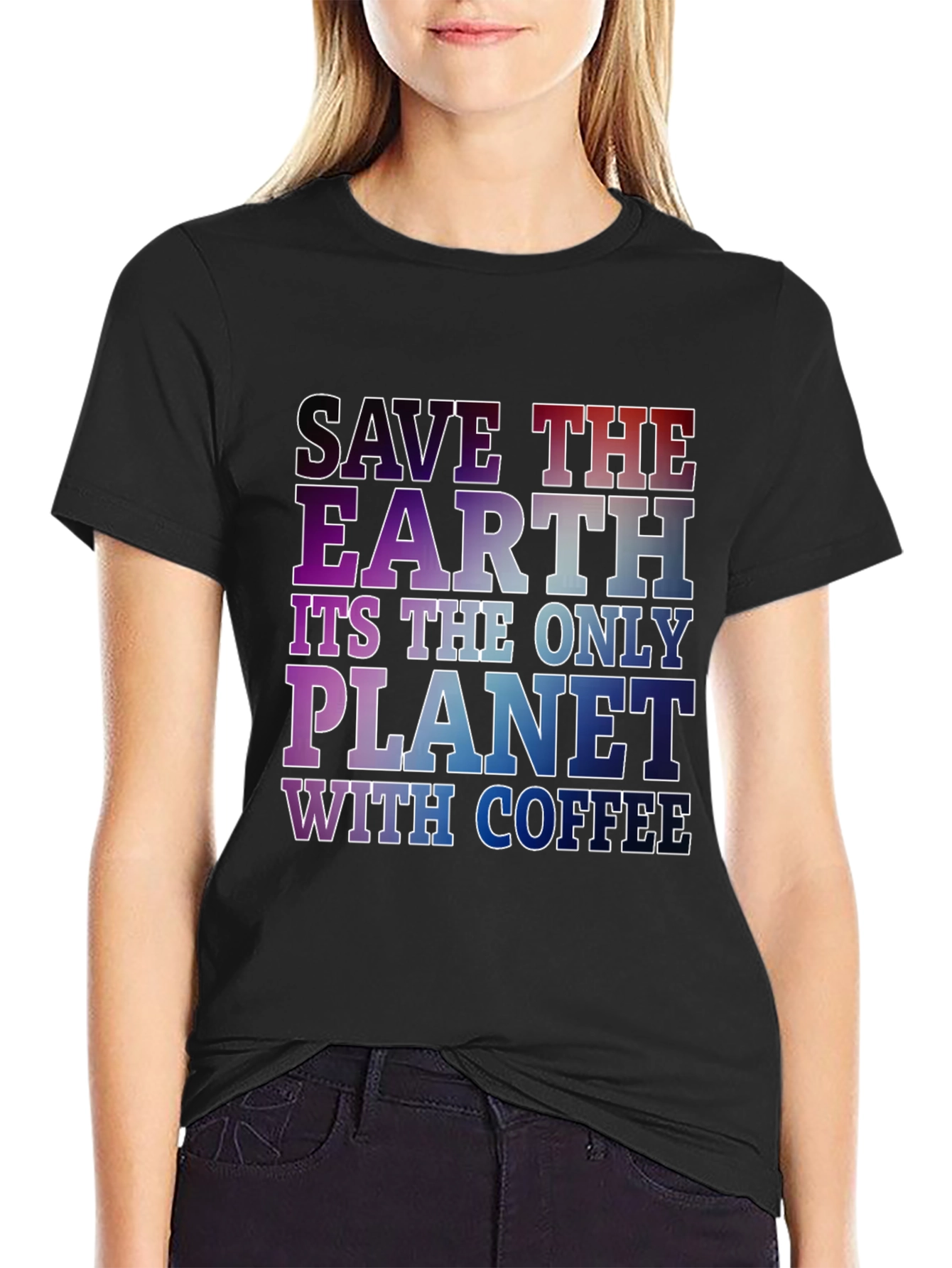 Save The Earth Coffee Planet Black T-Shirt