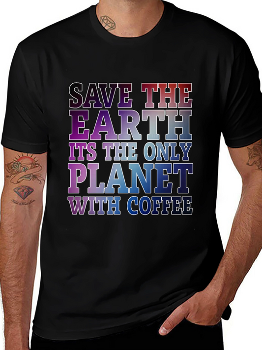 Save The Earth Coffee Planet Black T-Shirt
